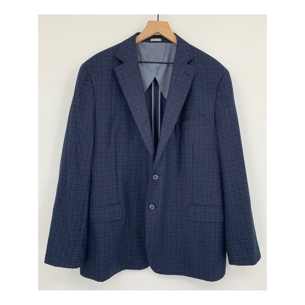 Joseph‎ Abboud Blazer Mens 48R Blue Check Italian Wool Plaid Lanificio Di Pray